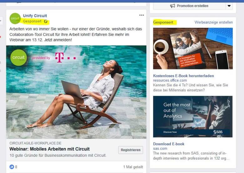 Facebook Unternehmensseite erstellen: Anzeigen erstellen